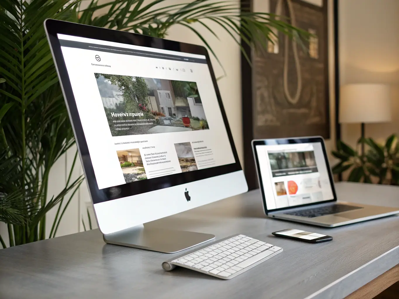 A sleek screenshot of a modern WordPress website on a desktop and mobile device, showcasing responsive design, used to promote Sargaal's WordPress website development services.